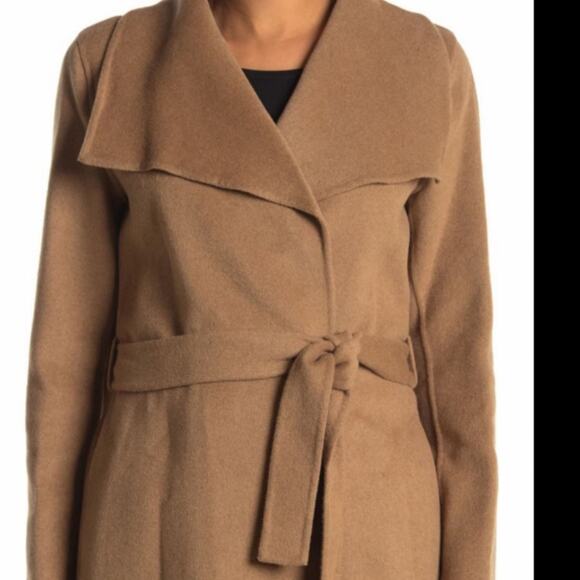 TAHARI Ella Wing Tie Waist Wool Blend Coat - Picture 5 of 7